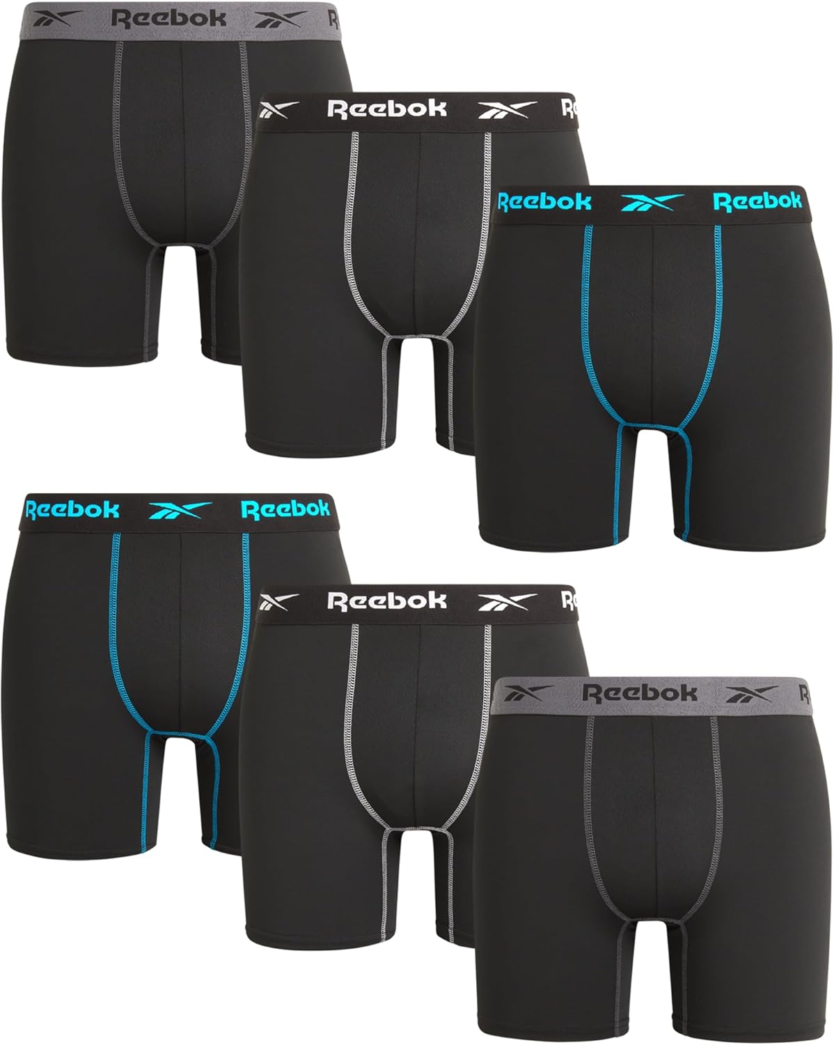 Reebok Men's Athletic Boxer Briefs - 6 Pack with Contour Pouch