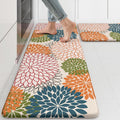 Kitchen Rugs and Mats Set 2PC Floral Cushioned Anti Fatigue - 2 Sizes