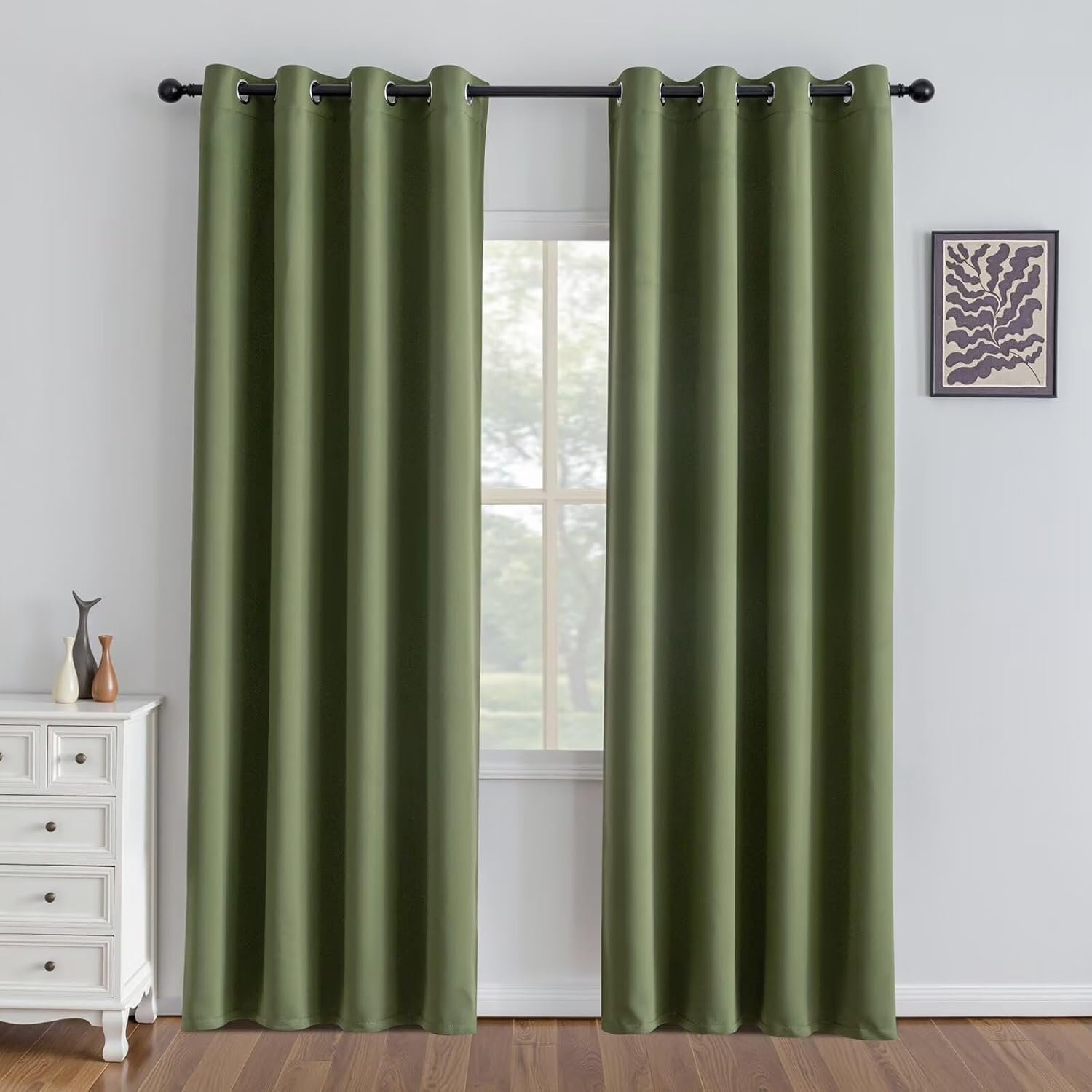 Olive Green Curtains 84 Inch Length for Living Room and Bedroom