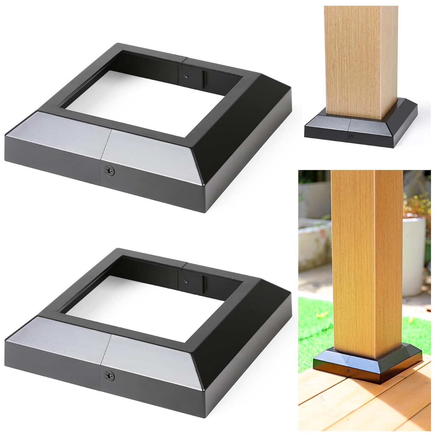 2 pcs 6x6 Aluminum Deck Post Base Cover for Railings and Patios