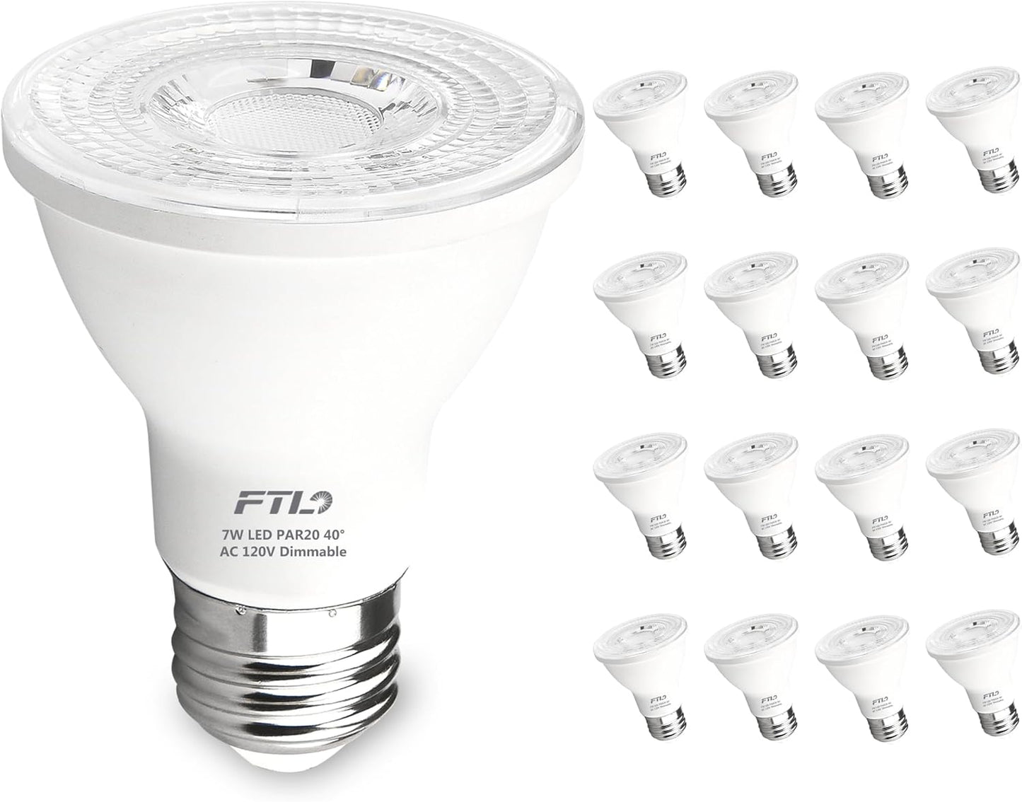 FTL 20-Pack PAR20 LED Bulbs for Dimmable Warm White Lighting
