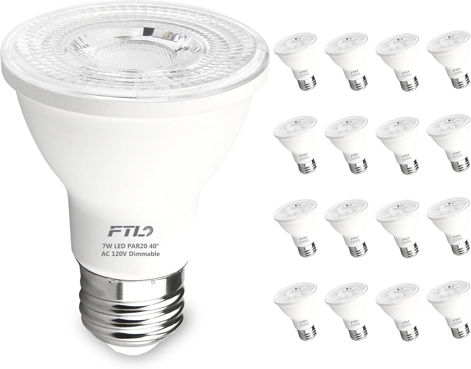 FTL 20-Pack PAR20 LED Bulbs for Dimmable Warm White Lighting