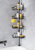 Tension Pole Corner Shower Caddy 4-Tier Adjustable - No-Drill Storage