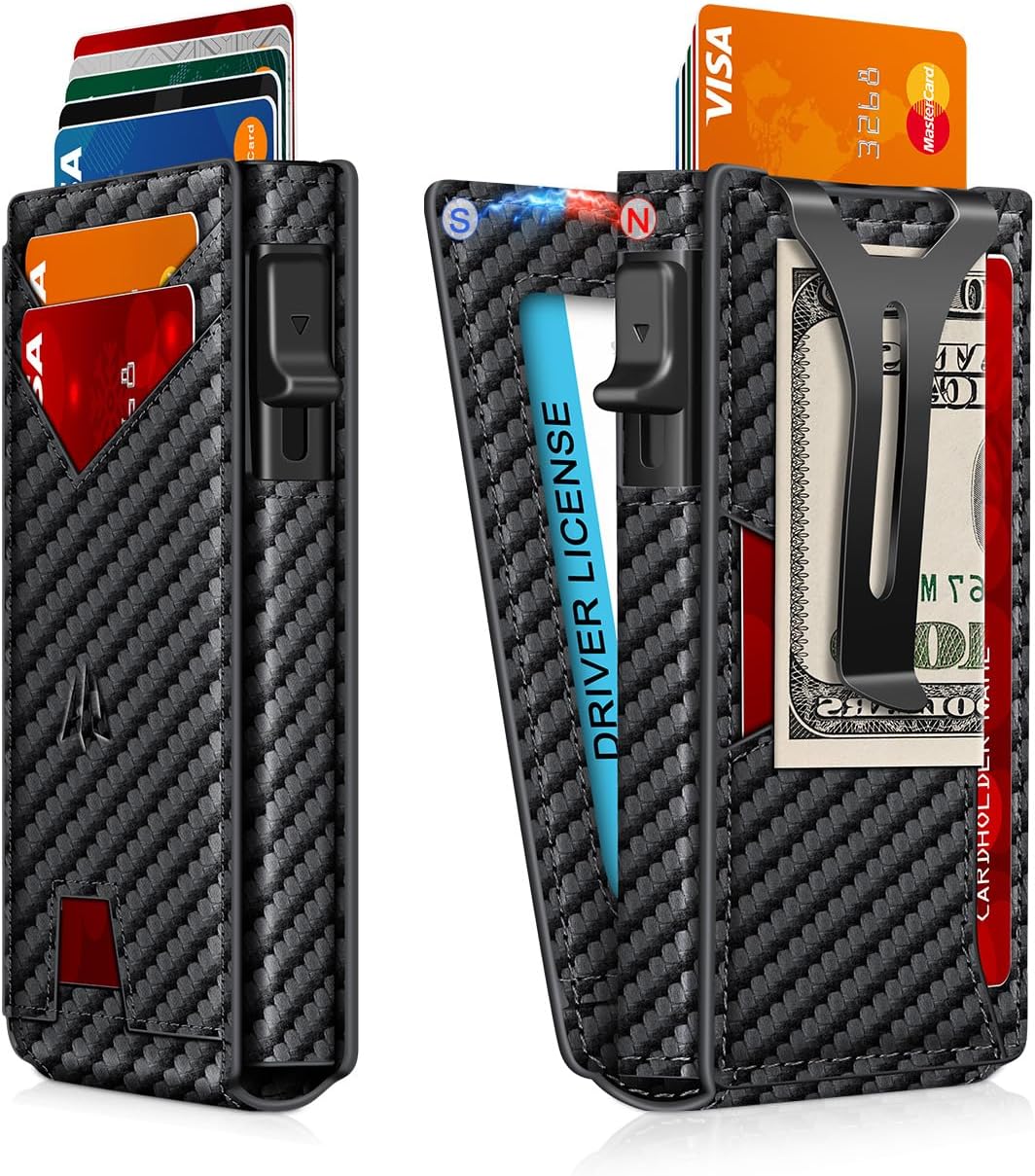 Slim Minimalist Wallet for Men with RFID Blocking & Money Clip