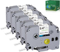 Organize Effortlessly with Tze Tz 12mm Laminated White Label Tape 5 Pack for Brother Label Makers