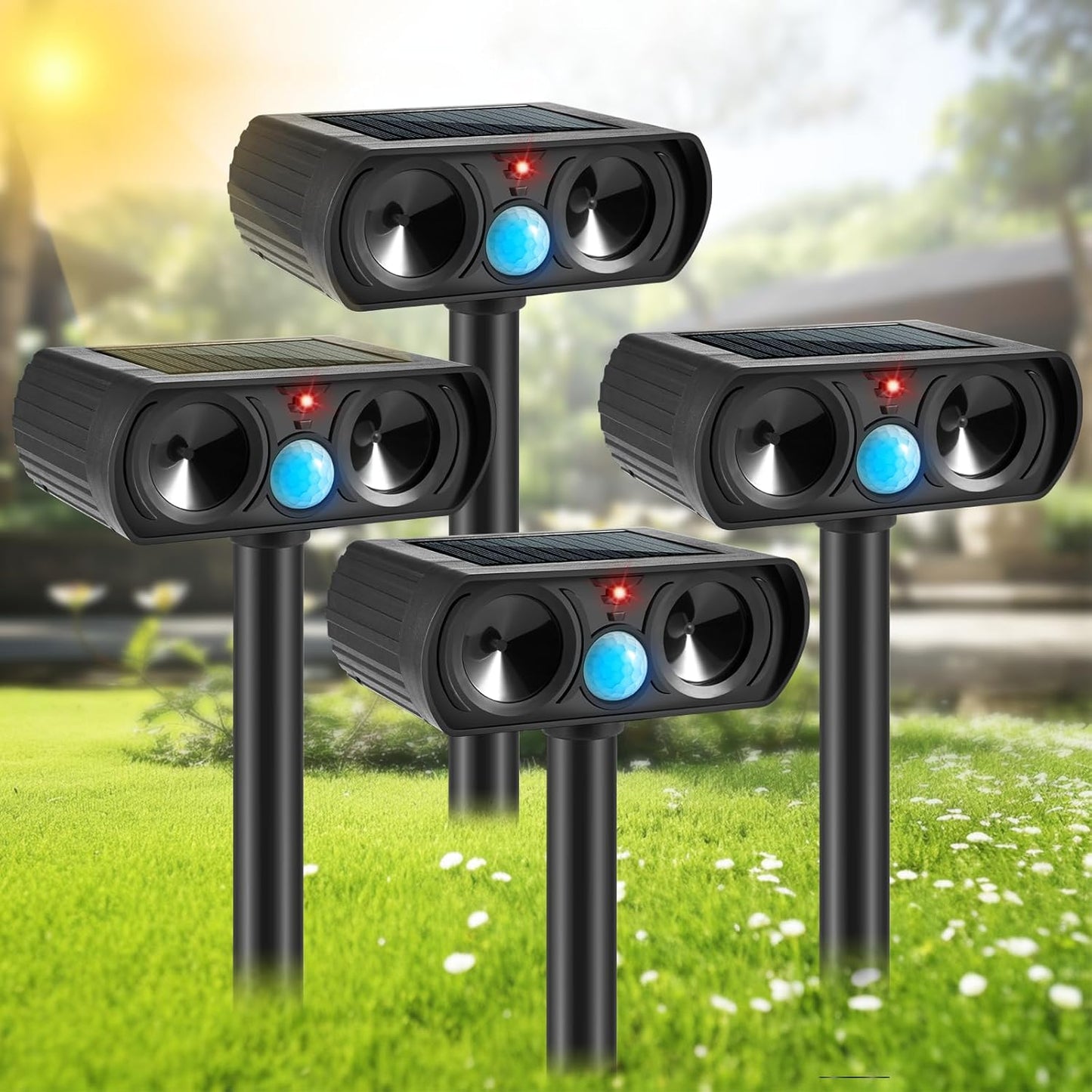 4PCS Ultrasonic Animal Repellent for Outdoor Protection and Safety