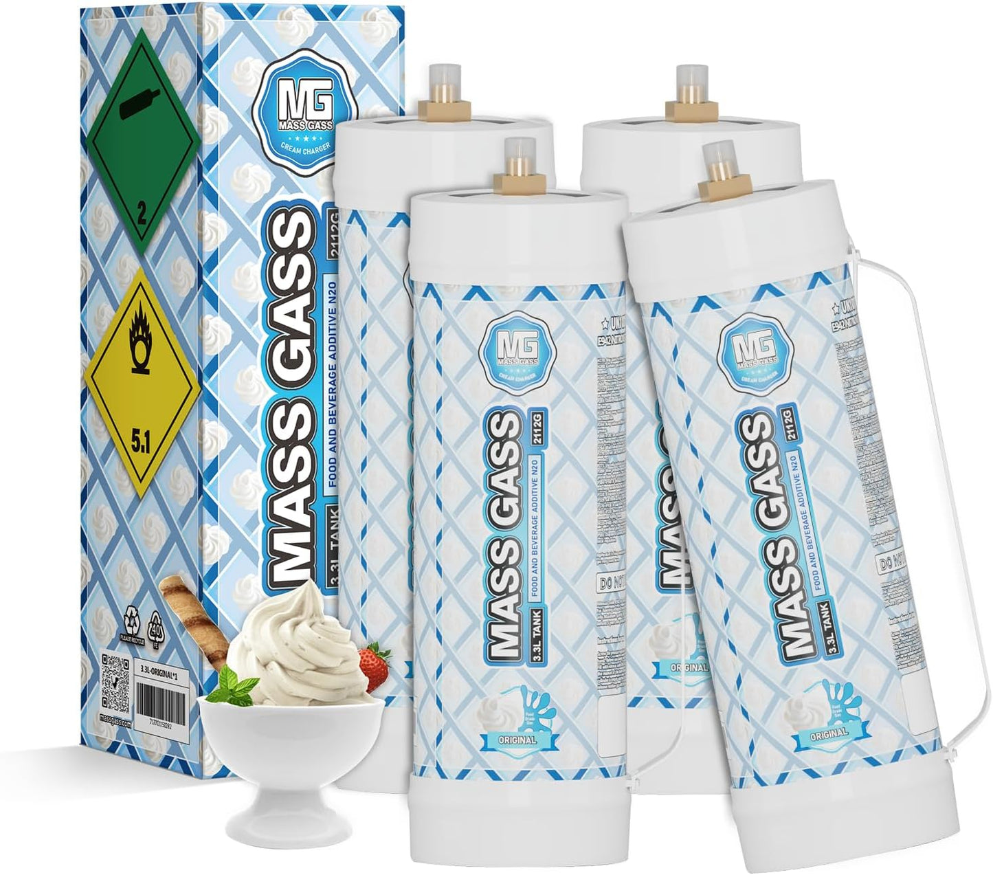 Pure 99.99% Food Grade Whipped Cream Chargers by MassGass