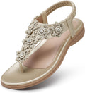 Sandals for Women Flat Dressy Summer Flower Sandals with Ankle