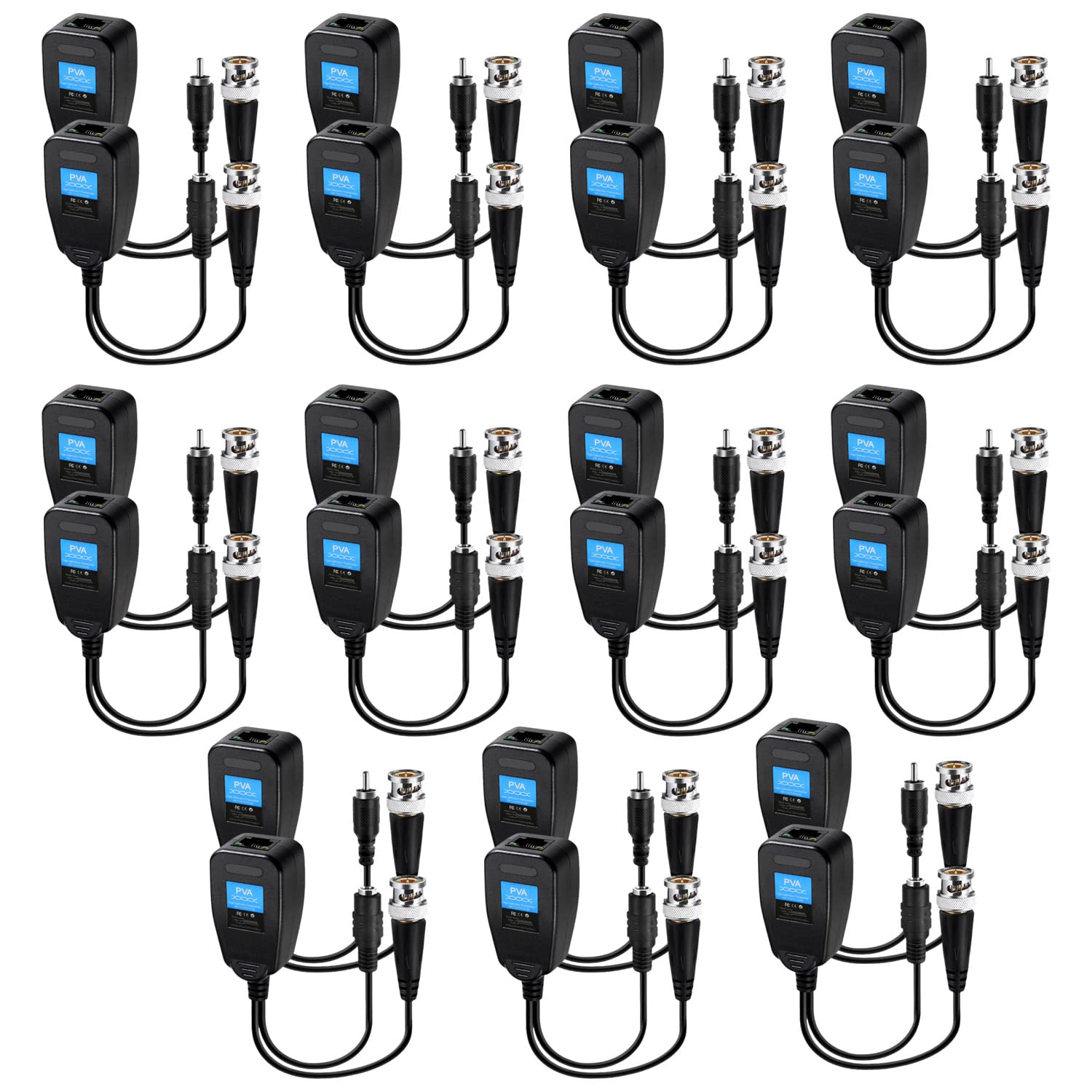 Passive Video Balun Connectors for CCTV Systems - 11 Pairs