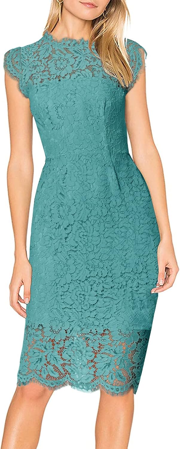 Elegant Lace Floral Cocktail Dress for Women by MEROKEETY