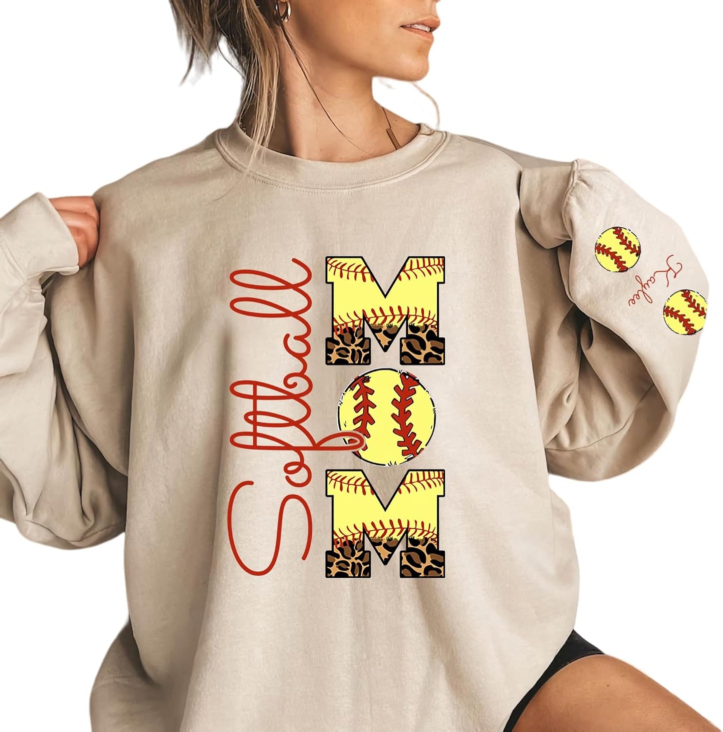 LASFOUR Personalized Softball Mom Shirt: Stylish Custom Sweatshirt