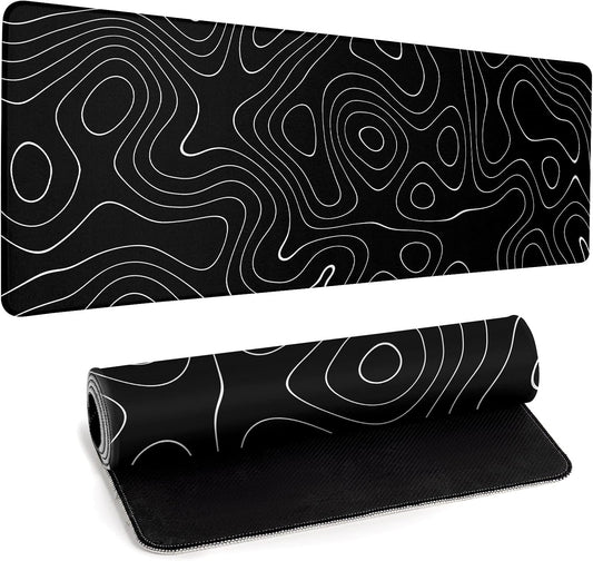 XL Topo Map Gaming Mouse Pad - Non-Slip Base - Desk Decor