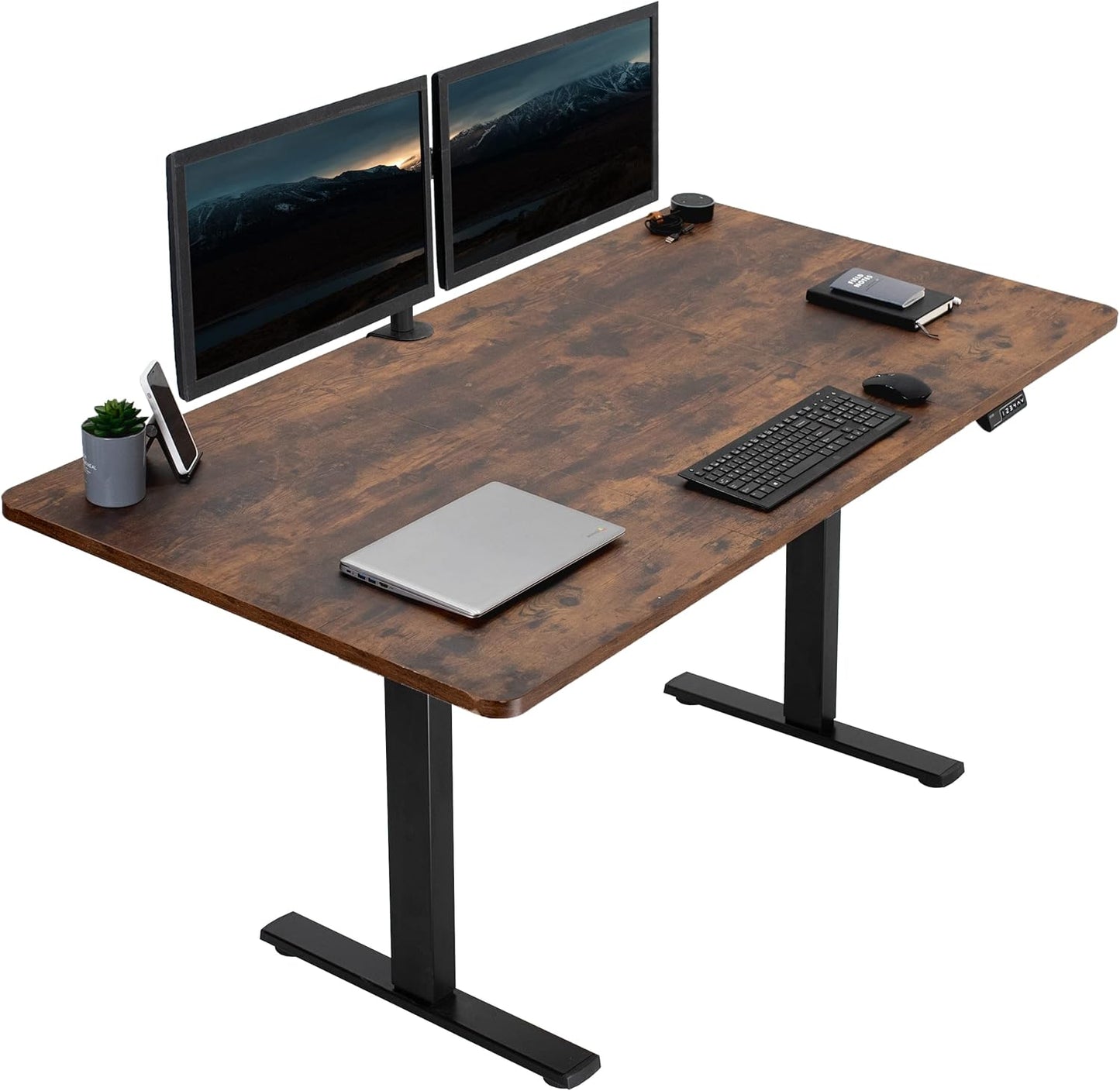 VIVO Electric Rustic Standing Desk with Memory Height Adjustment