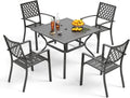 PHI VILLA 5-Piece Metal Patio Table and Chairs - Durable Outdoor Set