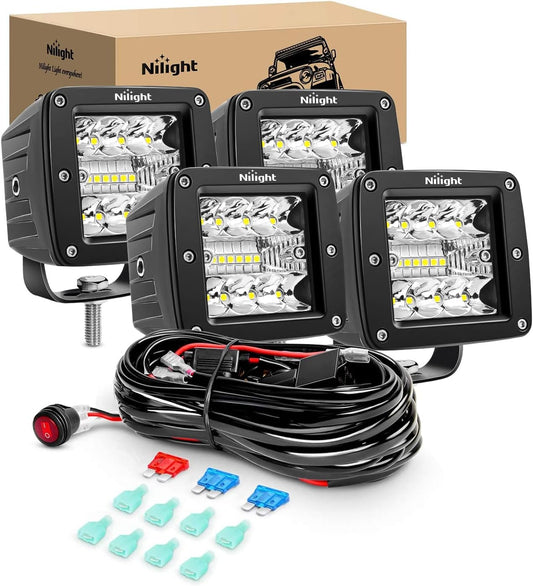 Nilight 4PCS 3Inch LED Pods - Upgraded Spot Flood Combo Lights