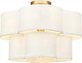 Gold Semi Flush Mount Ceiling Light, 5-Light 18in Drum Shade