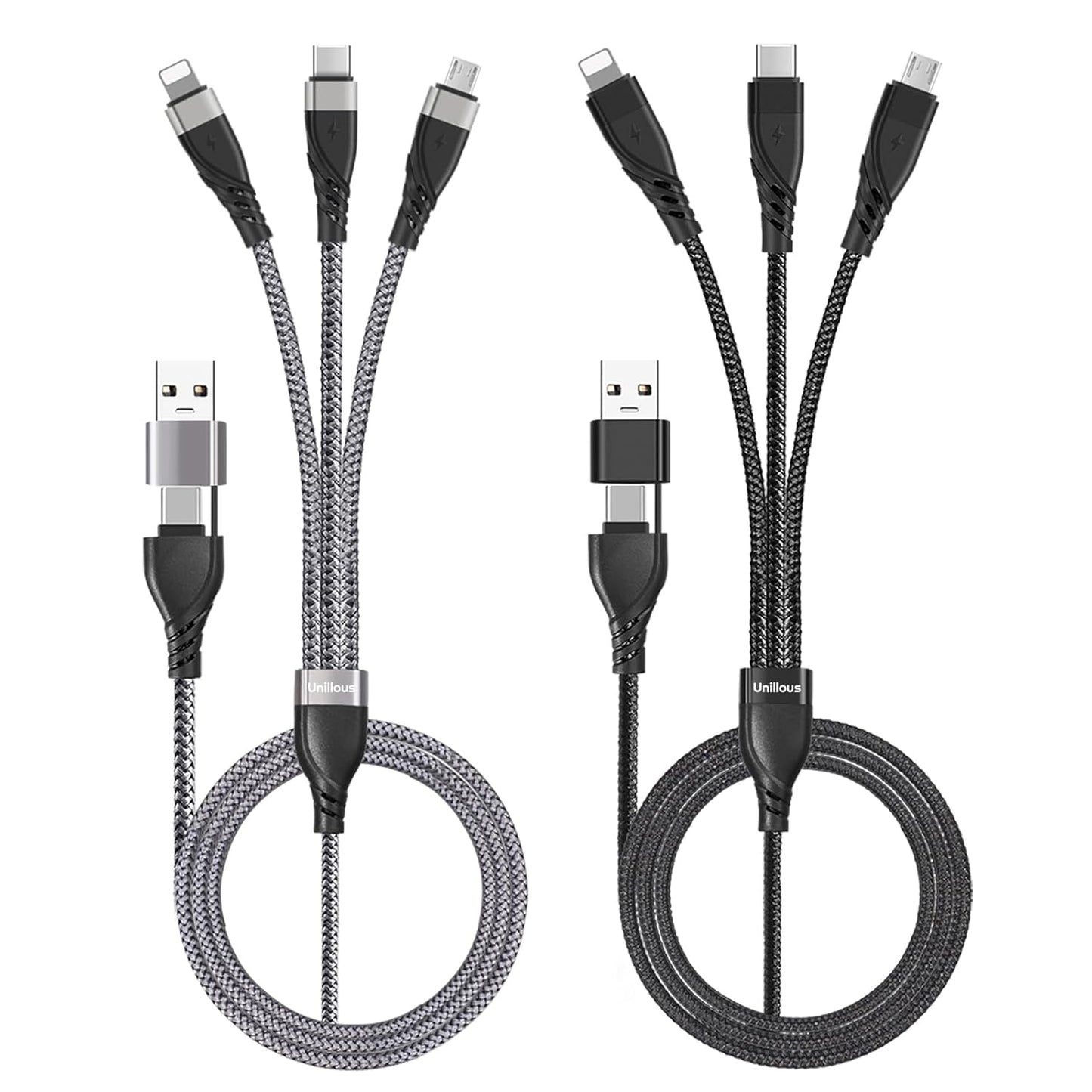 Universal 6-in-1 Nylon Braided Charging Cable Set by Unillous
