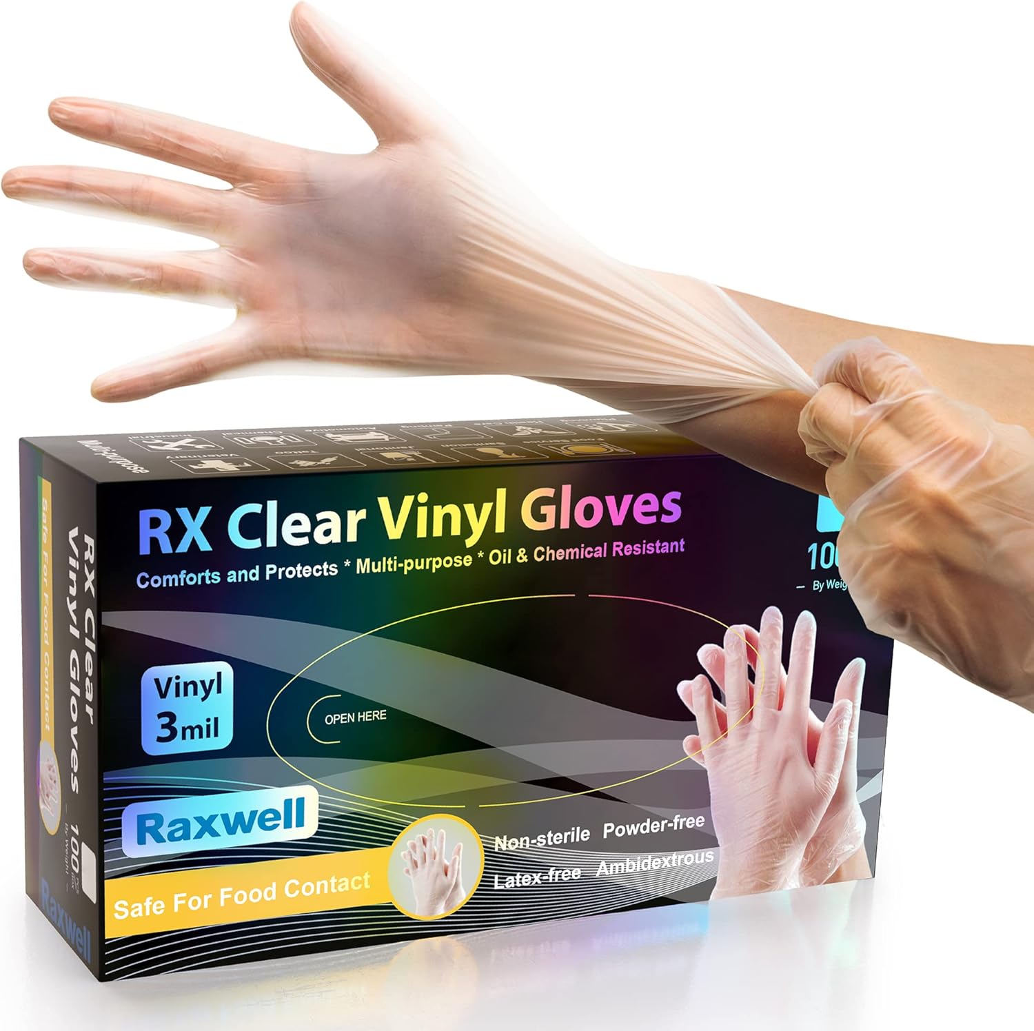 Raxwell Disposable Vinyl Gloves | Latex-Free & Food Safe