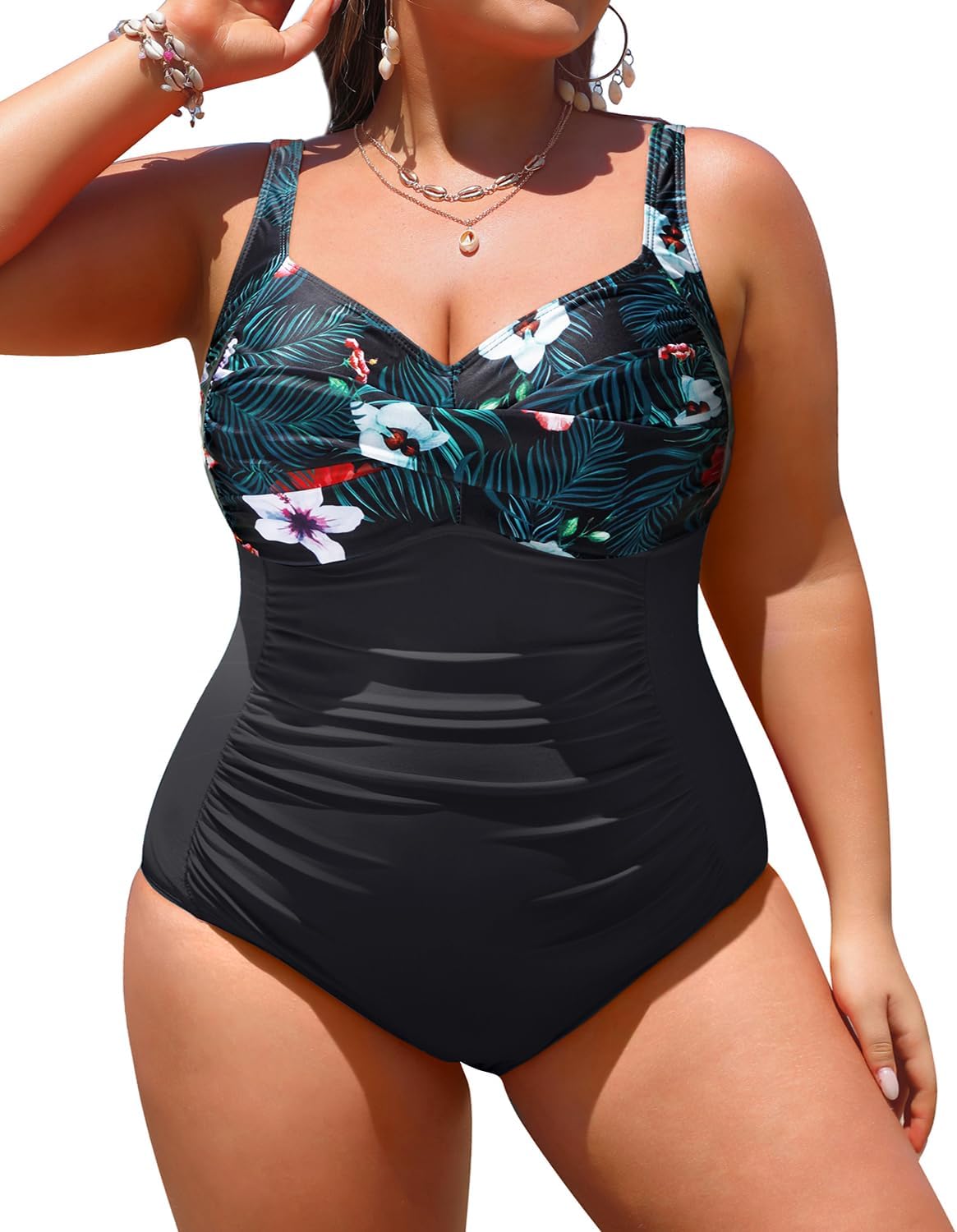 Yonique Plus Size One Piece Swimsuits with Tummy Control