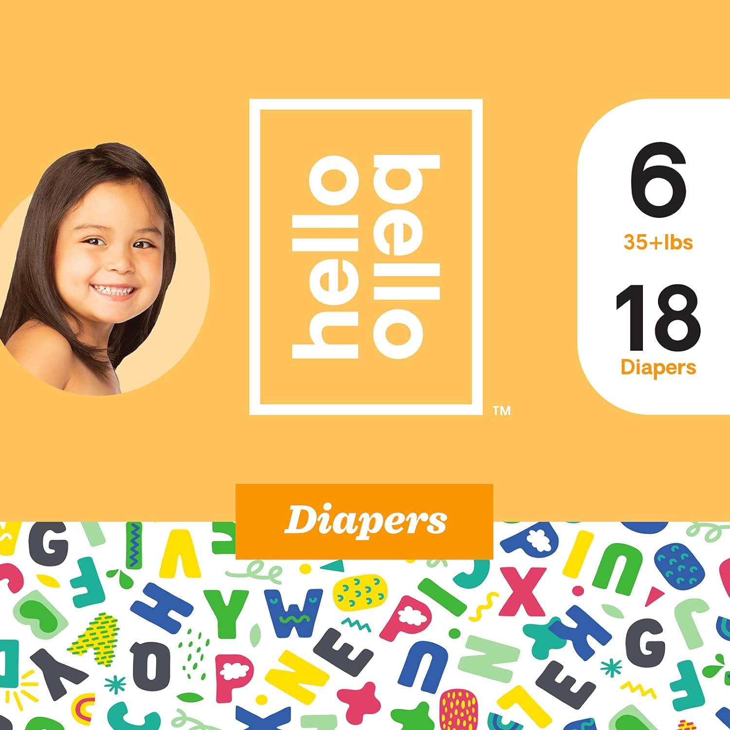 Hello Bello Size 6 Diapers | 18ct | Alphabet Soup Design