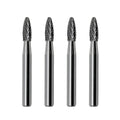SH-1 Flame Shape Tungsten Carbide Rotary Burr 4pc - Precise Metalwork