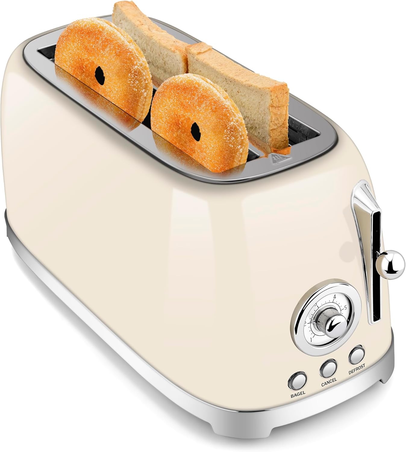 SUSTEAS 4 Slice Toaster with Wide Slots and Retro Design