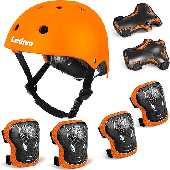 LEDIVO Kids Adjustable Helmet and Protective Gear Set for Sports
