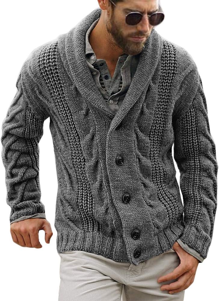 Mens Cable Knit Cardigan Sweater for Casual Comfort and Style