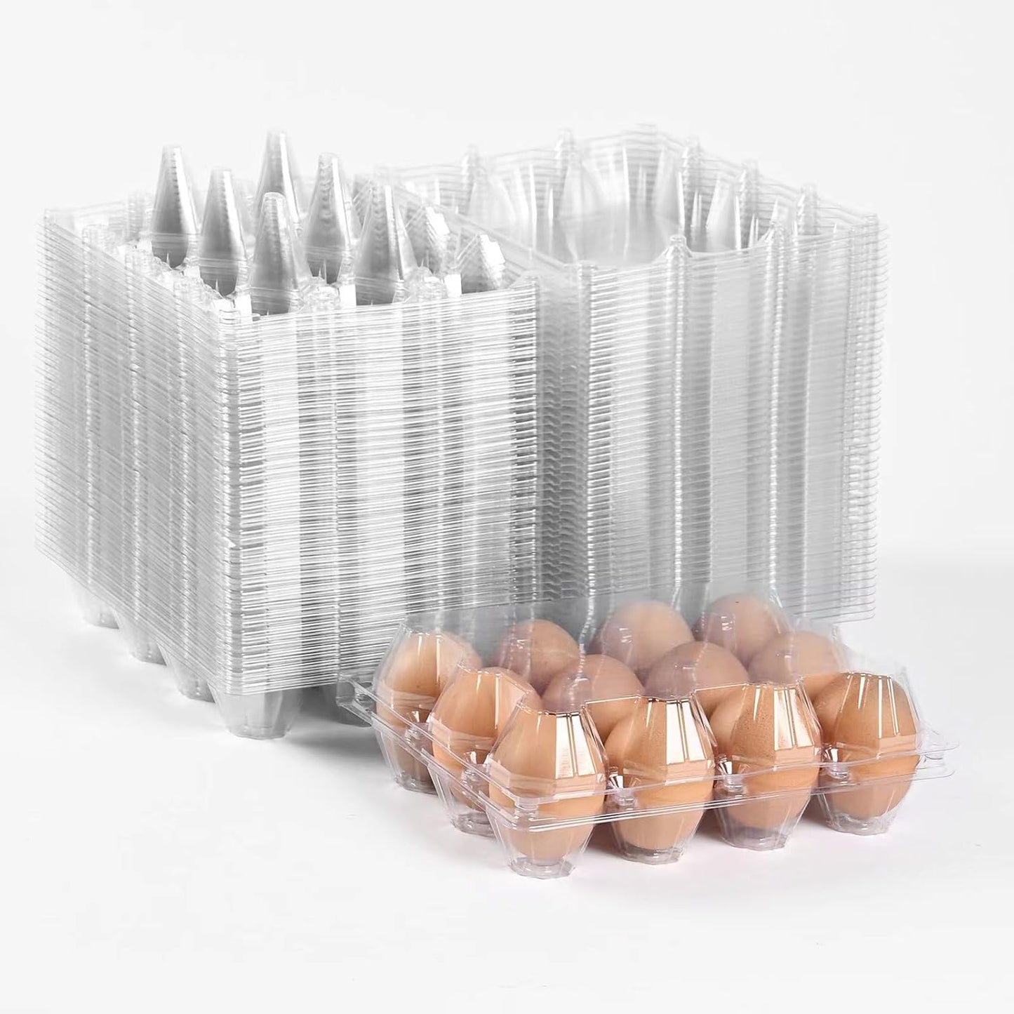 120 pc Clear Plastic Egg Cartons for Safe Egg Storage and Transport