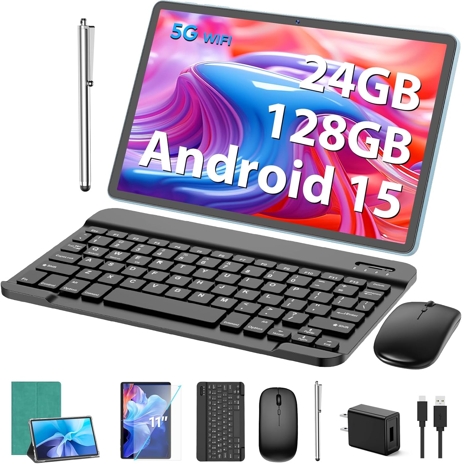 11 inch Android 15 Tablet with Keyboard and Accessories Included
