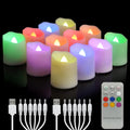 Rechargeable Flameless Tea Lights Candles with Timer & Remote - 12pcs