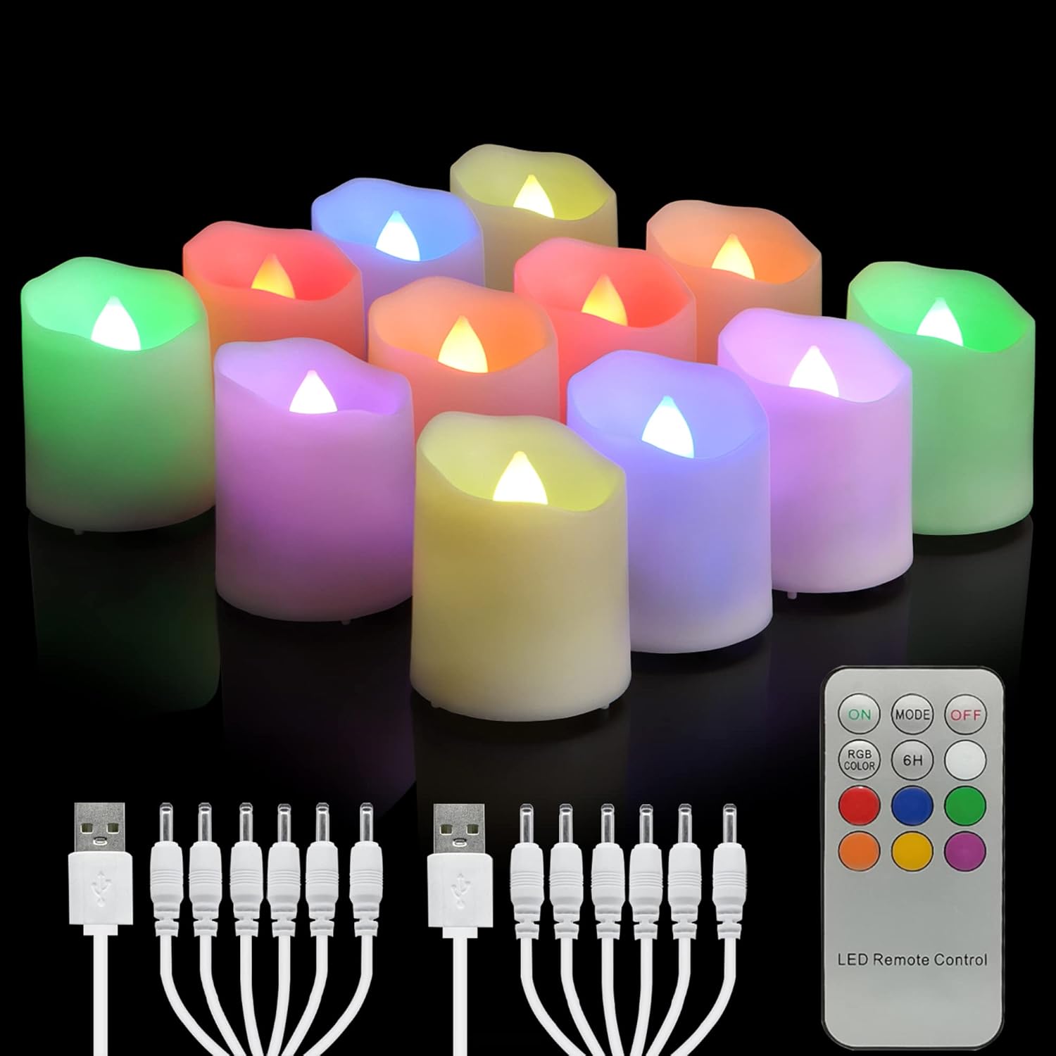 Rechargeable Flameless Tea Lights with Timer & Remote Control