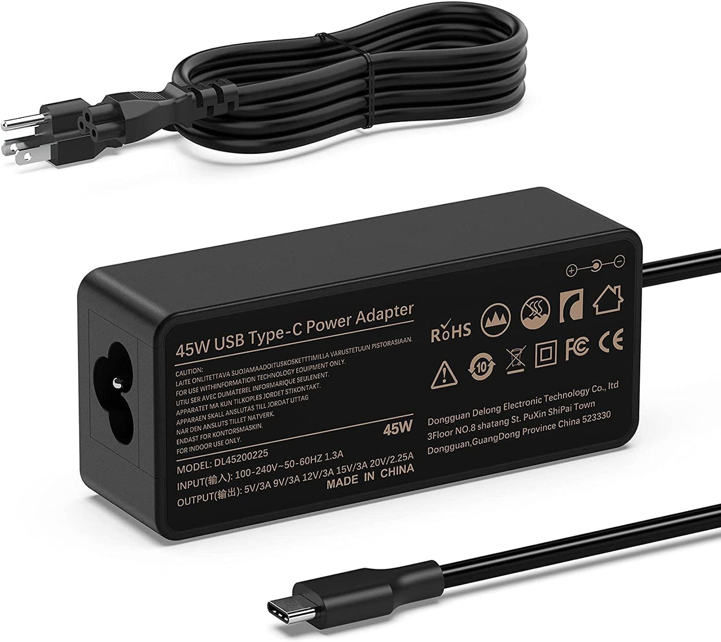 45W Type C Laptop Charger for Lenovo Chromebook and ThinkPad