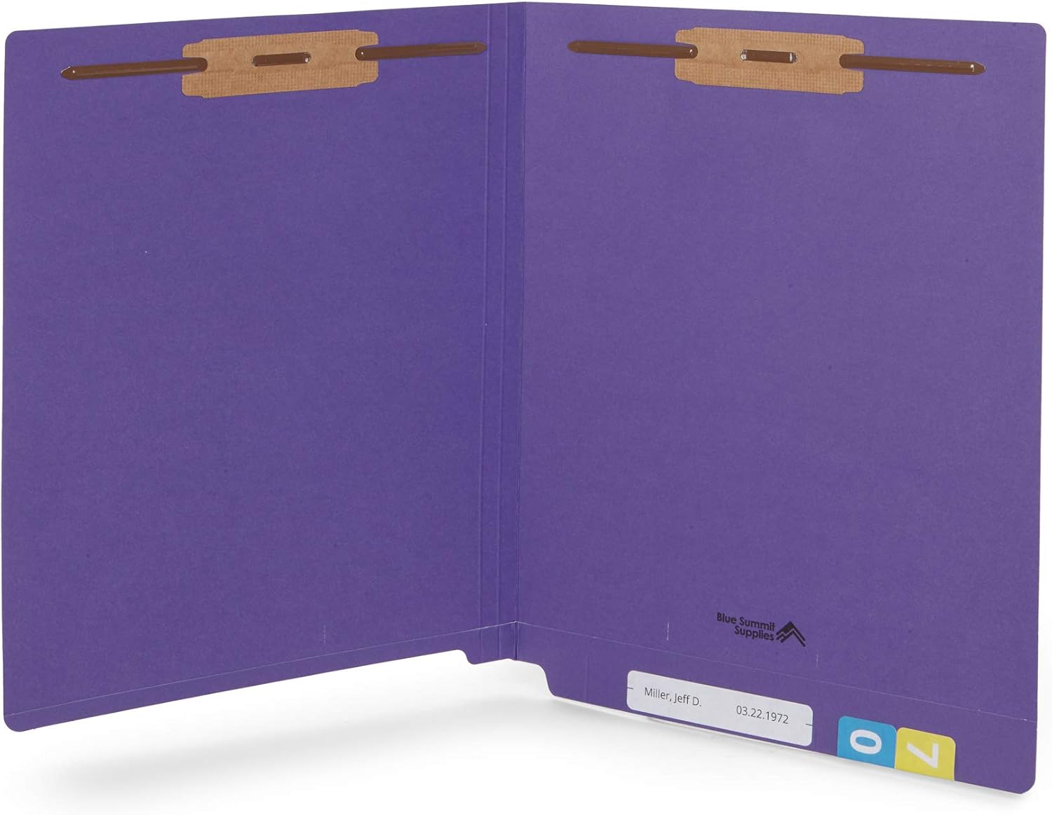Durable End Tab Purple File Folders with Fasteners for Offices