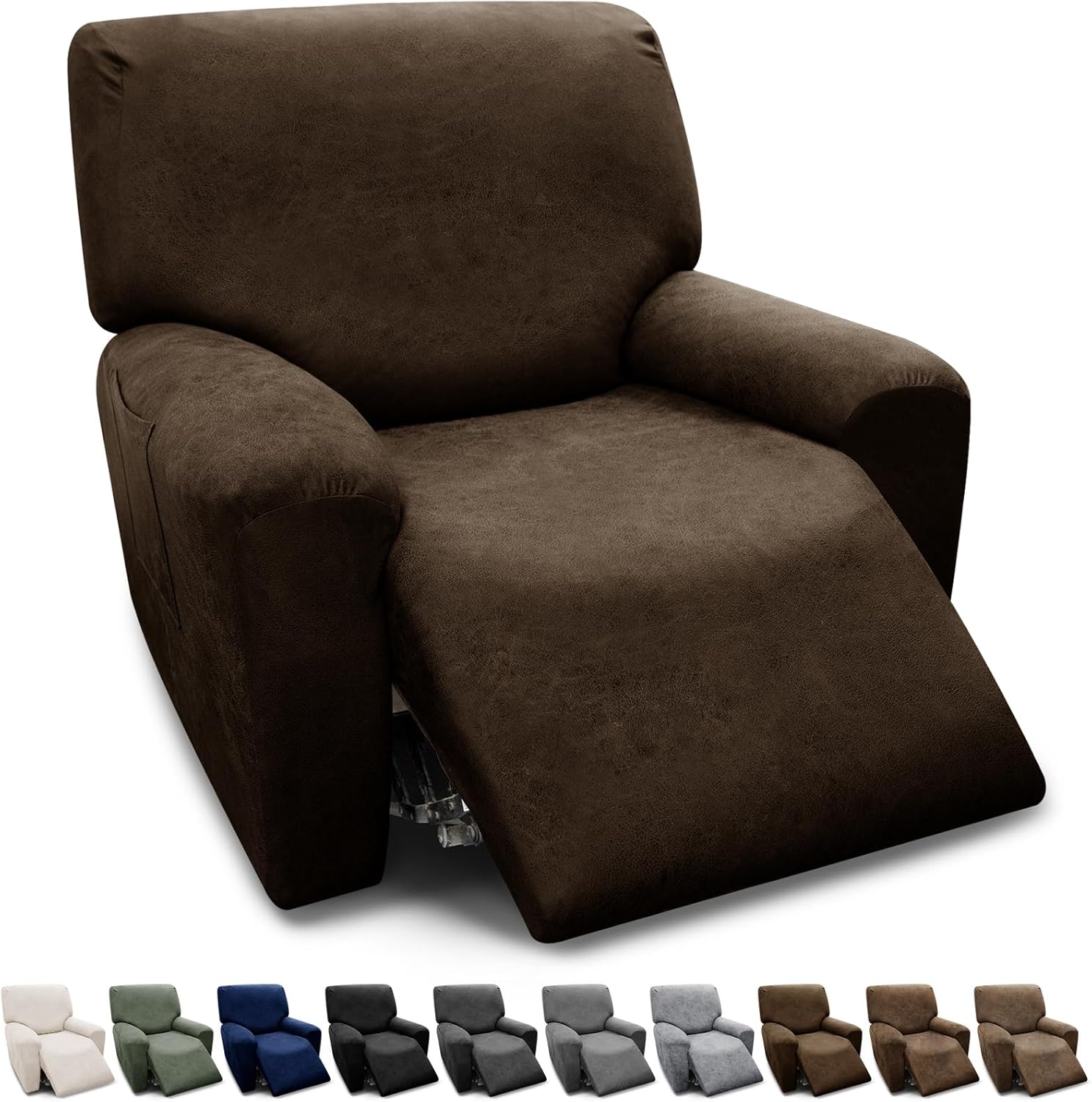 Recliner Chair Covers 4-Piece Set for Leather Look Comfort
