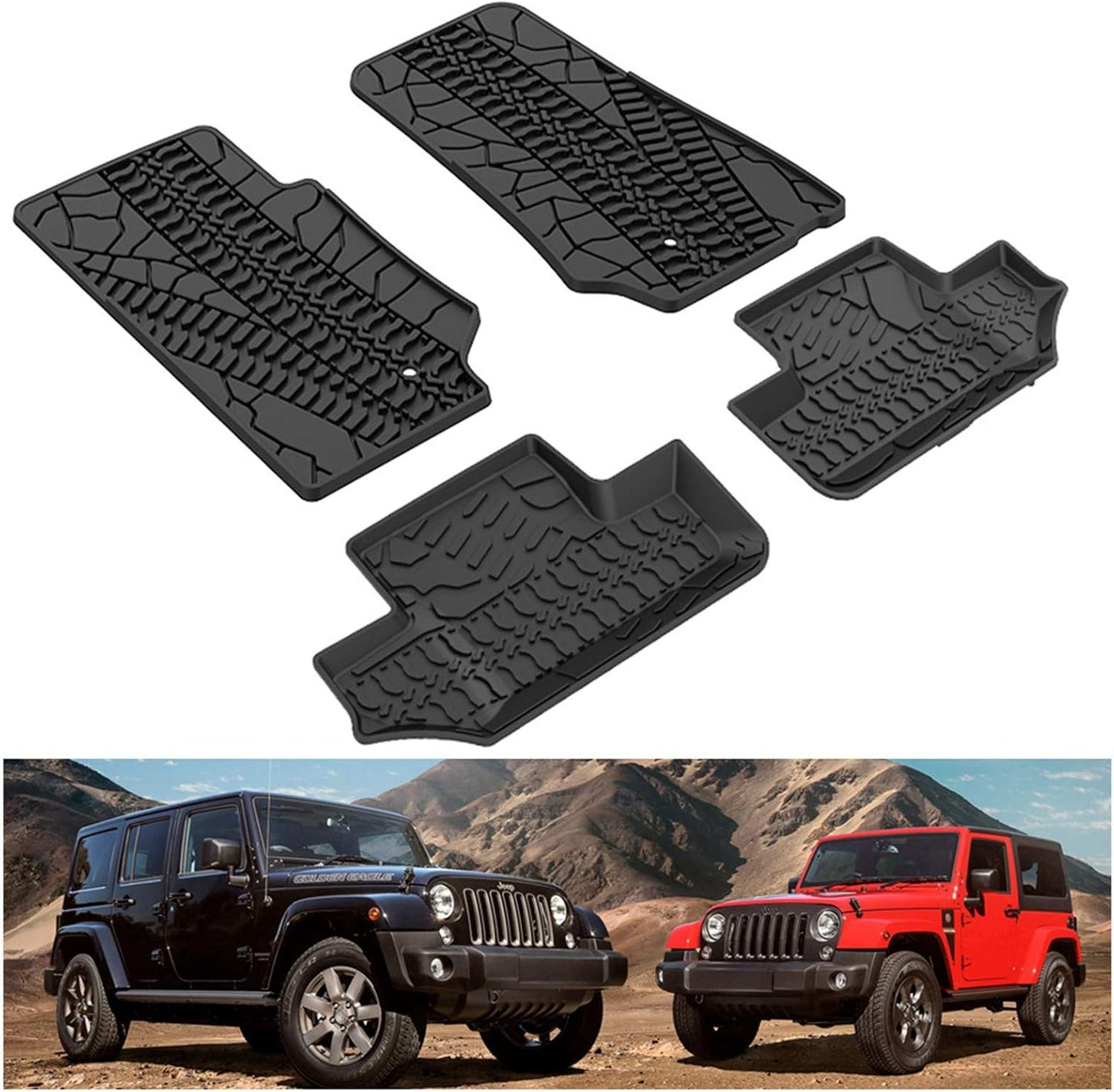 KIWI MASTER Floor Mats for 2007-2013 Jeep Wrangler JK 2-Door