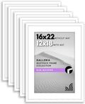 16x22 Picture Frame Set of 5 - White Polished Plexiglass Frames