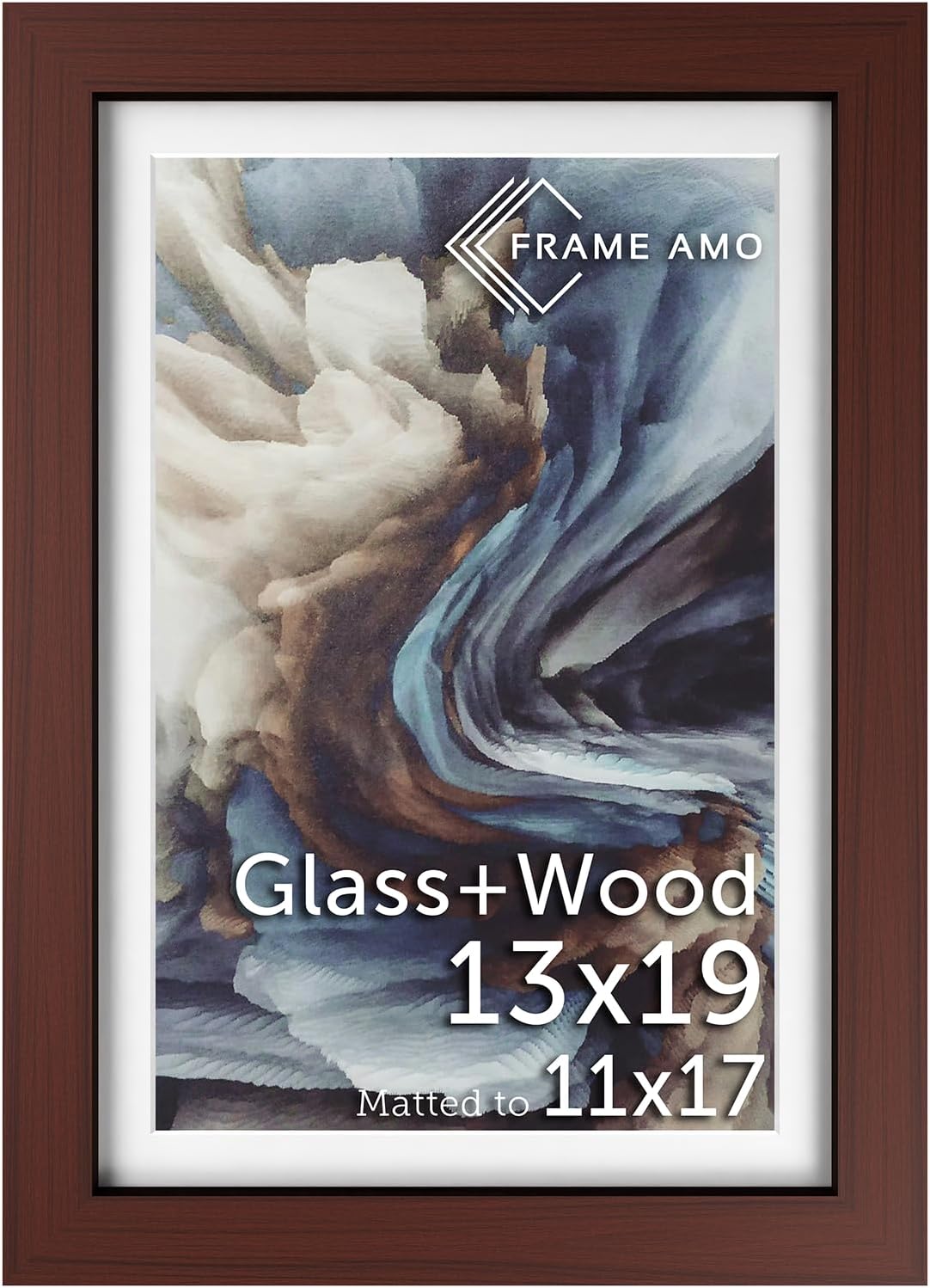 Solid Wood Poster Frame for 11x17 Images with Tempered Glass