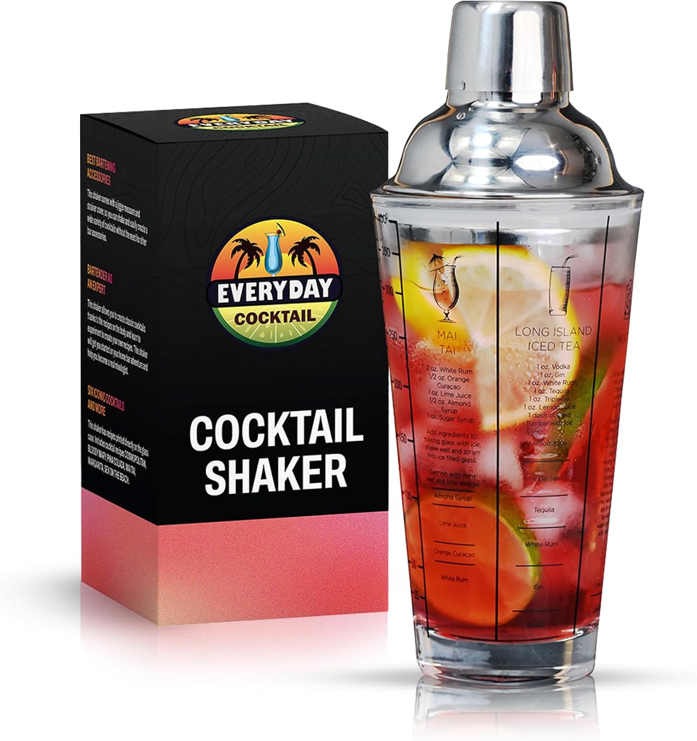 14oz Glass Cocktail Shaker | Recipes | Measurements | Strainer | Margarita | EVERYDAY COCKTAIL