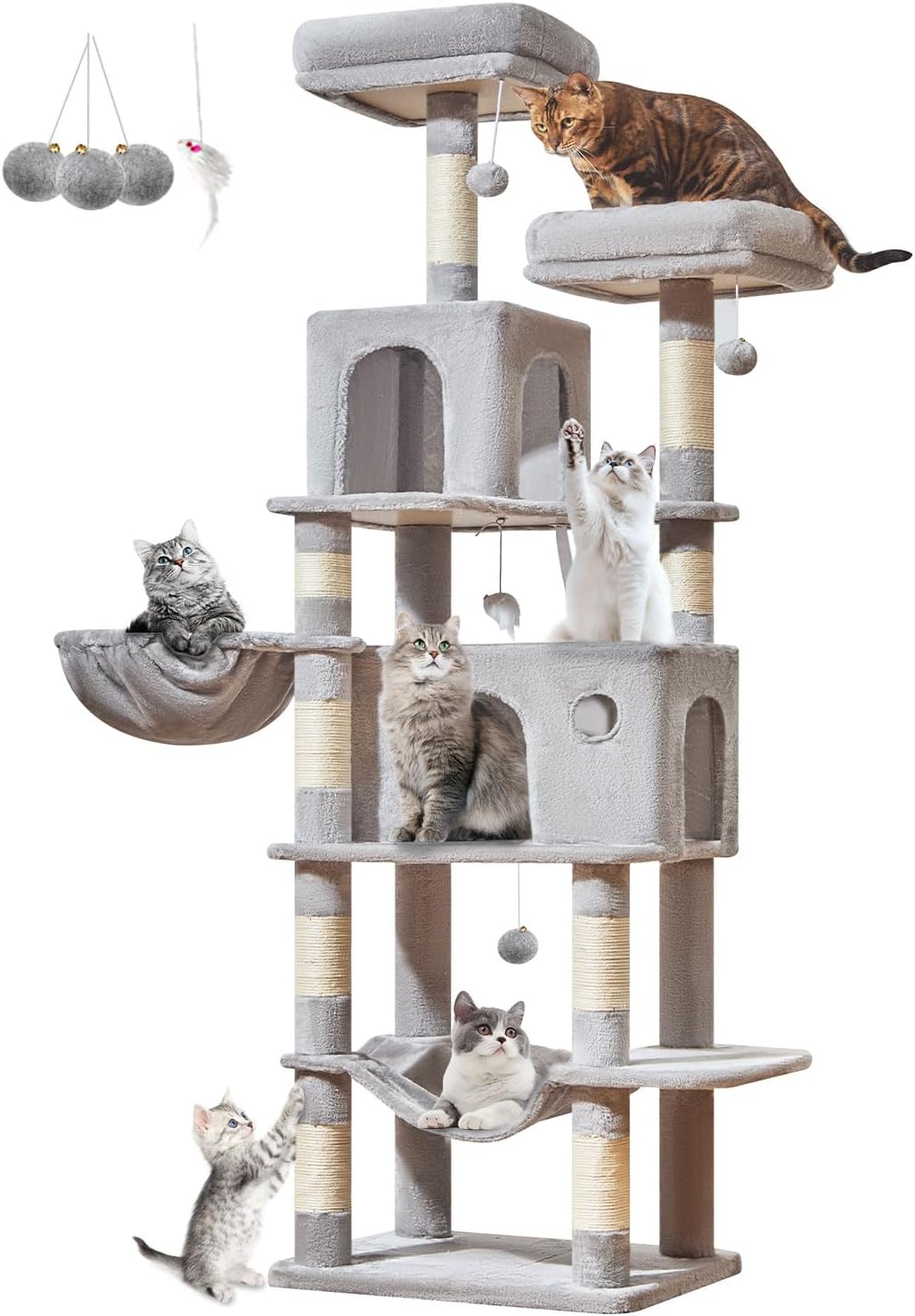 Taoqimiao Large Cat Tree Tower with 9 Scratching Posts for Cats