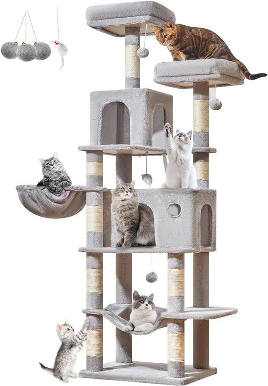 Taoqimiao Large Cat Tree Tower with 9 Scratching Posts for Cats