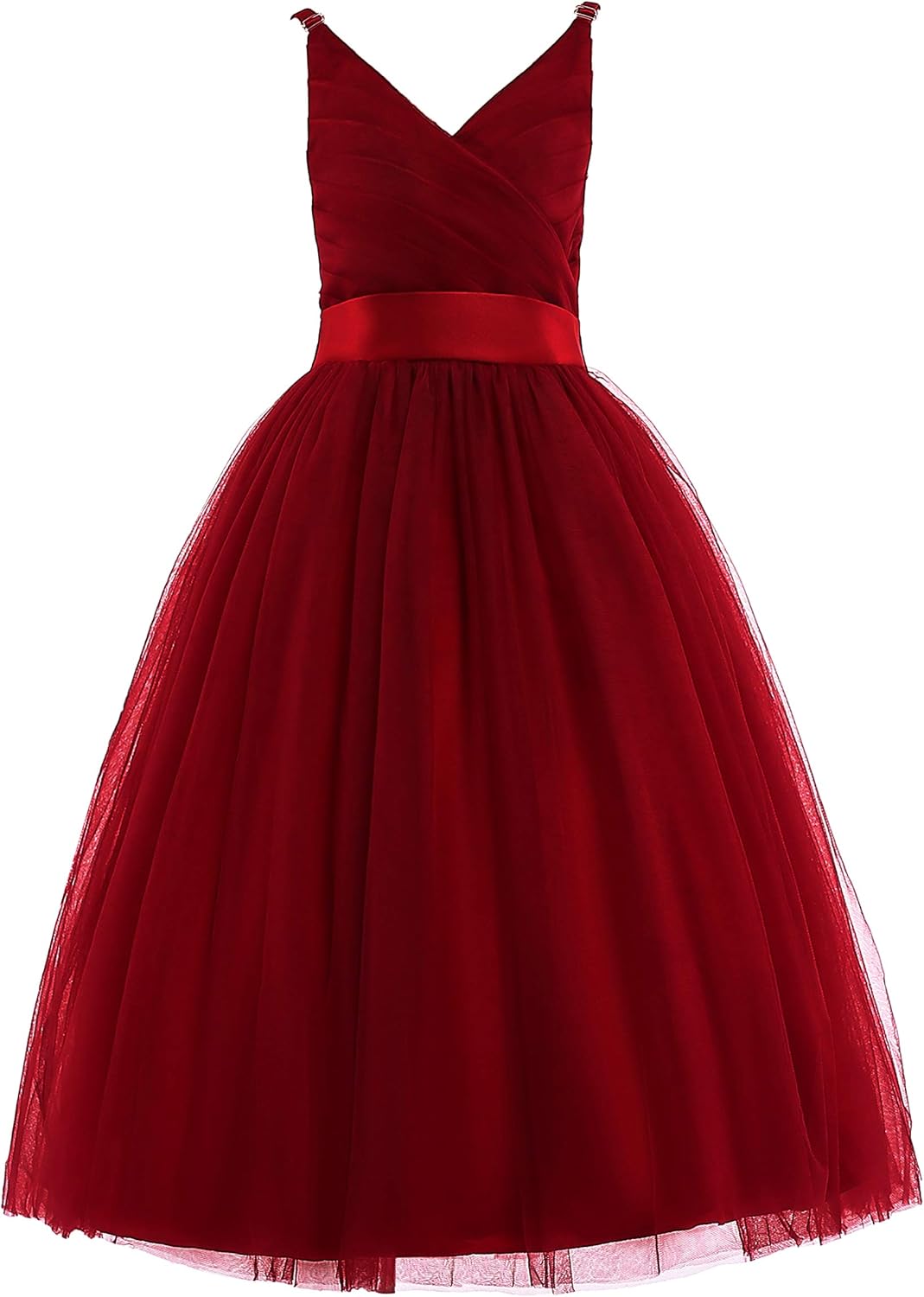 Glamulice Flower Girls Spaghetti Strap Tulle Dress for Parties