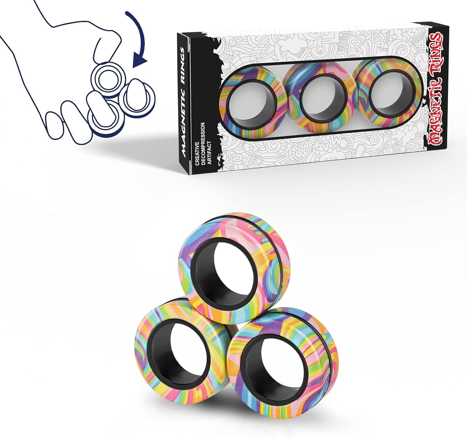 Anxiety Relief Magnetic Spinner Rings - Fidget Pack