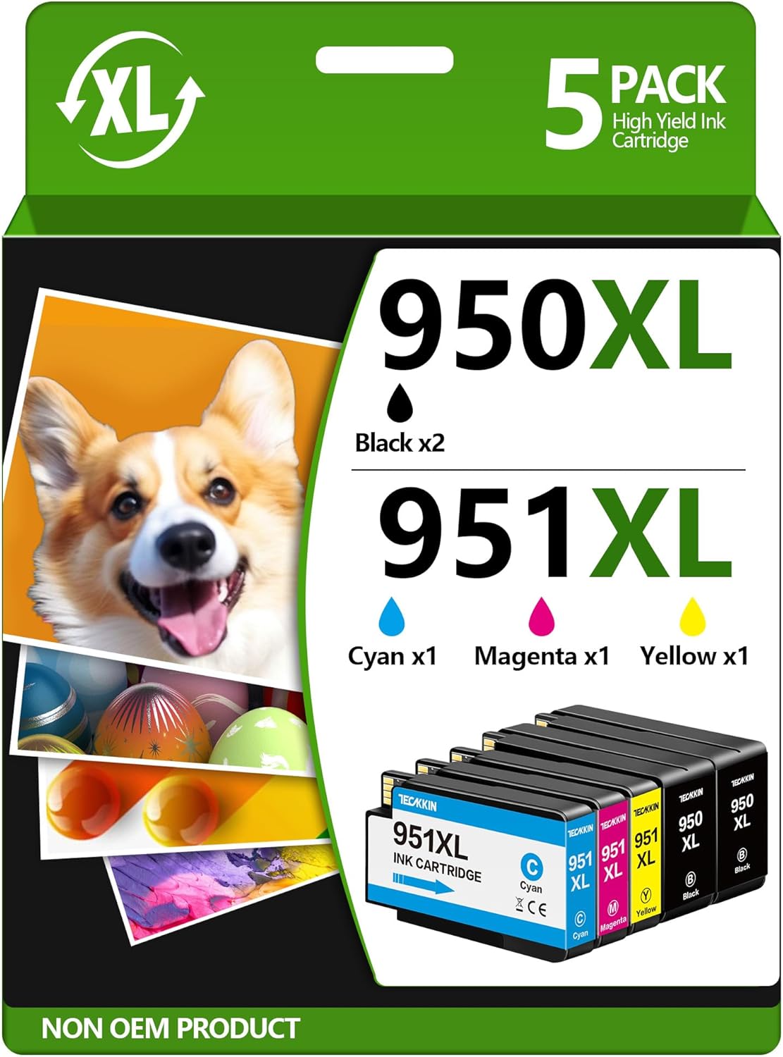 950XL 951XL Combo Pack for High Yield HP Printers - 5-Pack