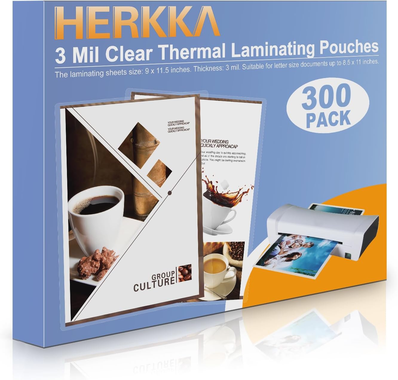 HERKKA 300 Pack 3 Mil Laminating Sheets - Crystal Clear Protection!