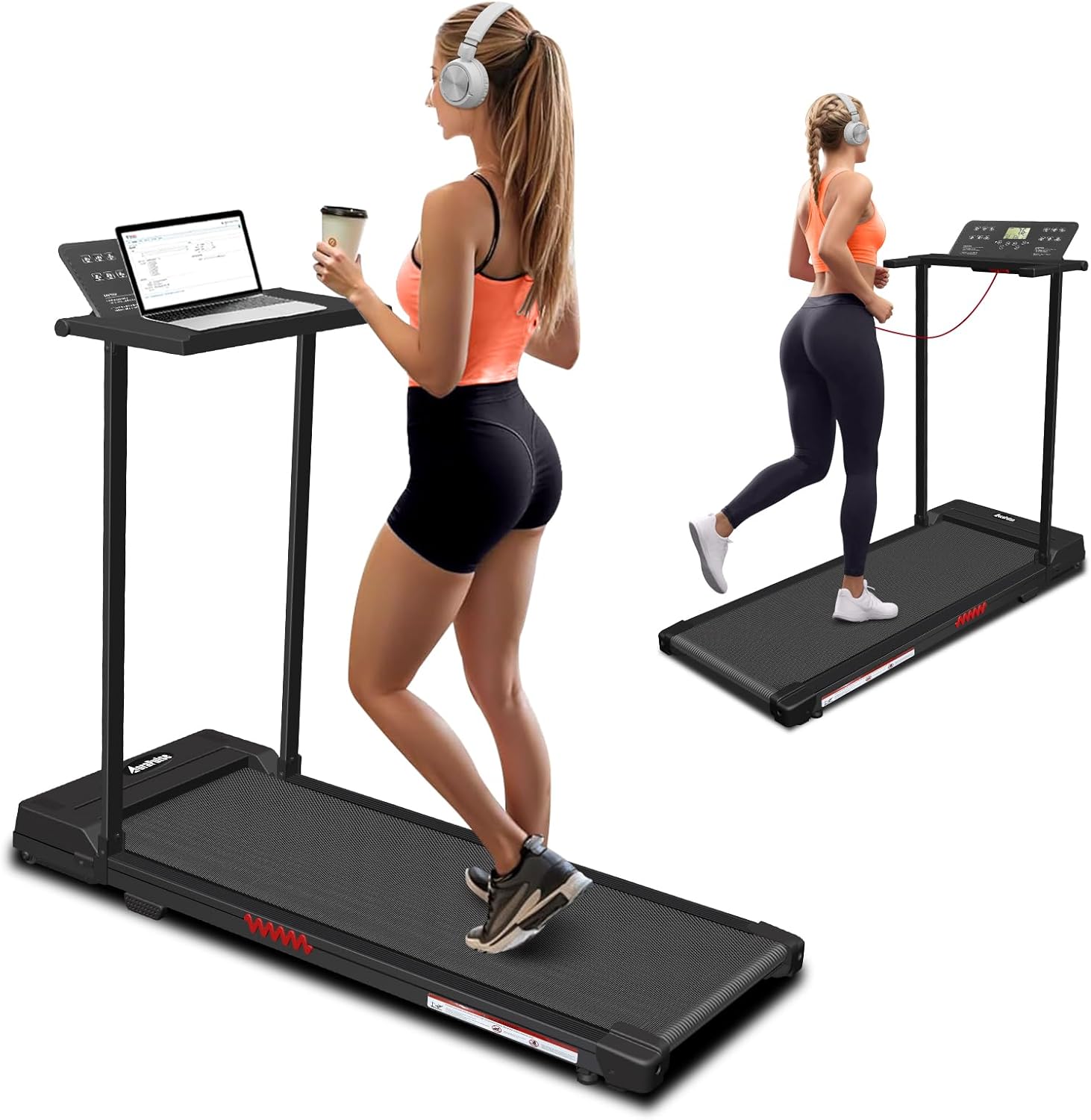 Compact 3.0HP Desk Treadmill - 12 Programs, 320lbs Capacity