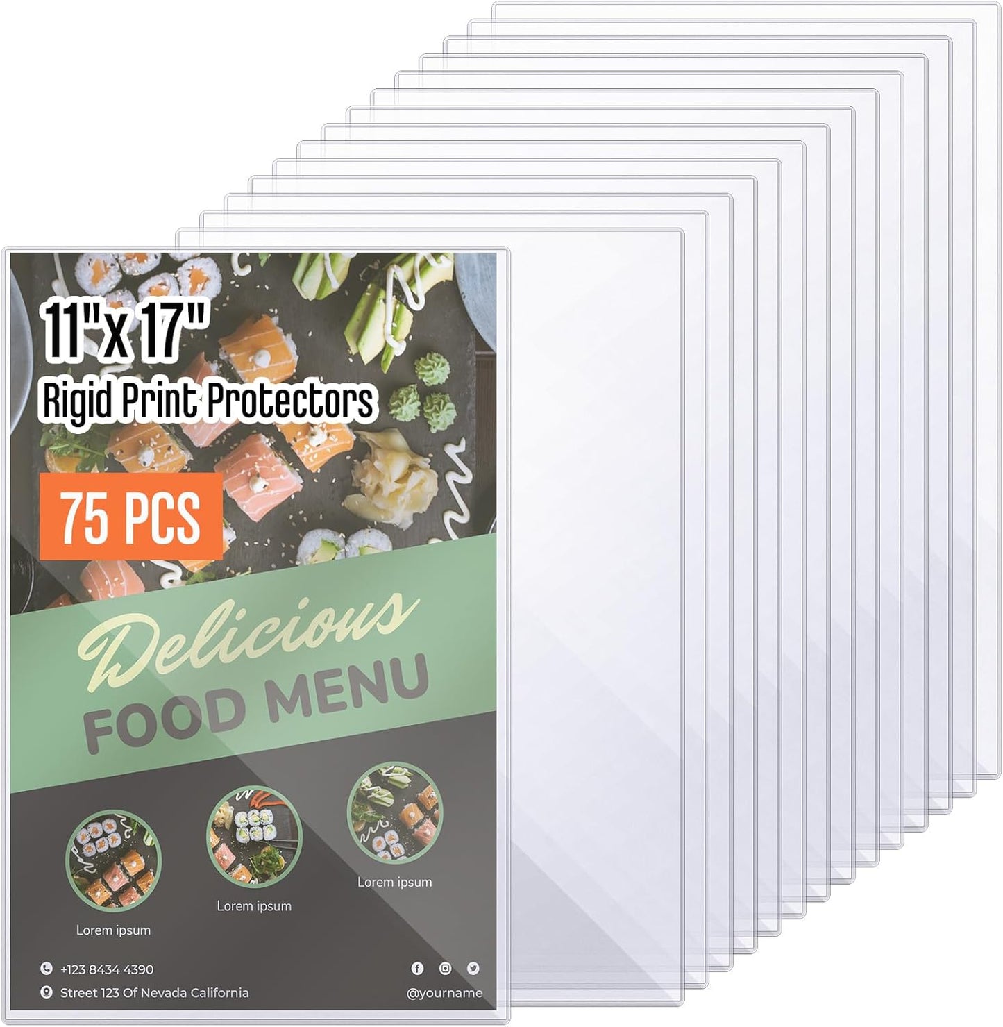 Henoyso 75 Pcs 11 x 17 Rigid Print Protectors for Photos