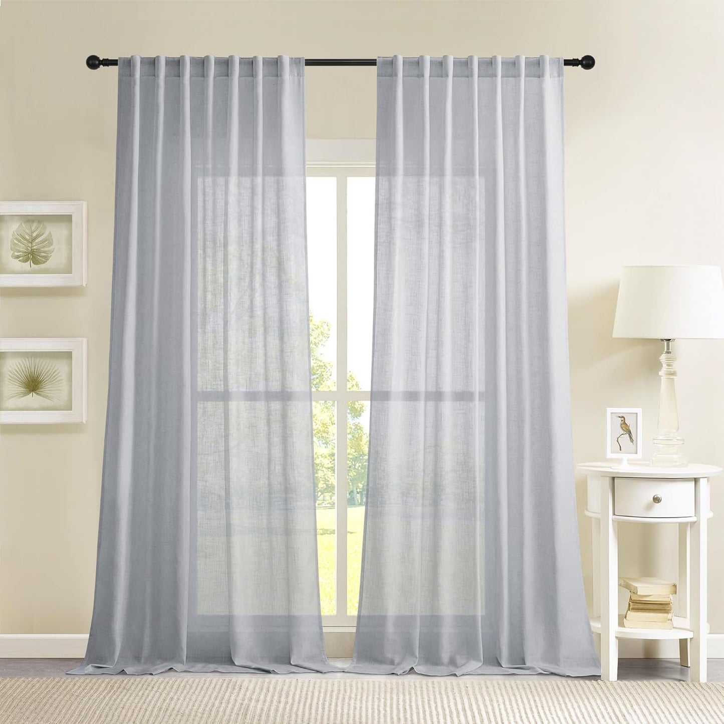 Novecozy 96 Blue Farmhouse Curtains