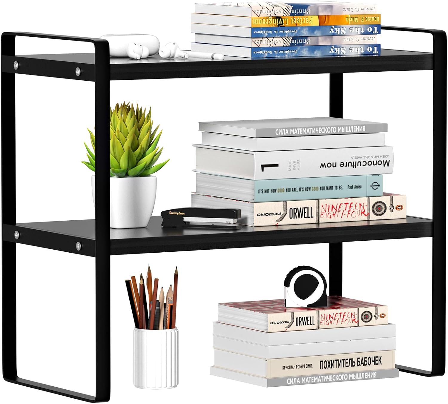 2 Tier Desk Shelf Organizer - Maximize Desk Space