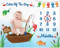 Gone Fishing Baby Monthly Milestone Blanket Little Fisherman Bobber